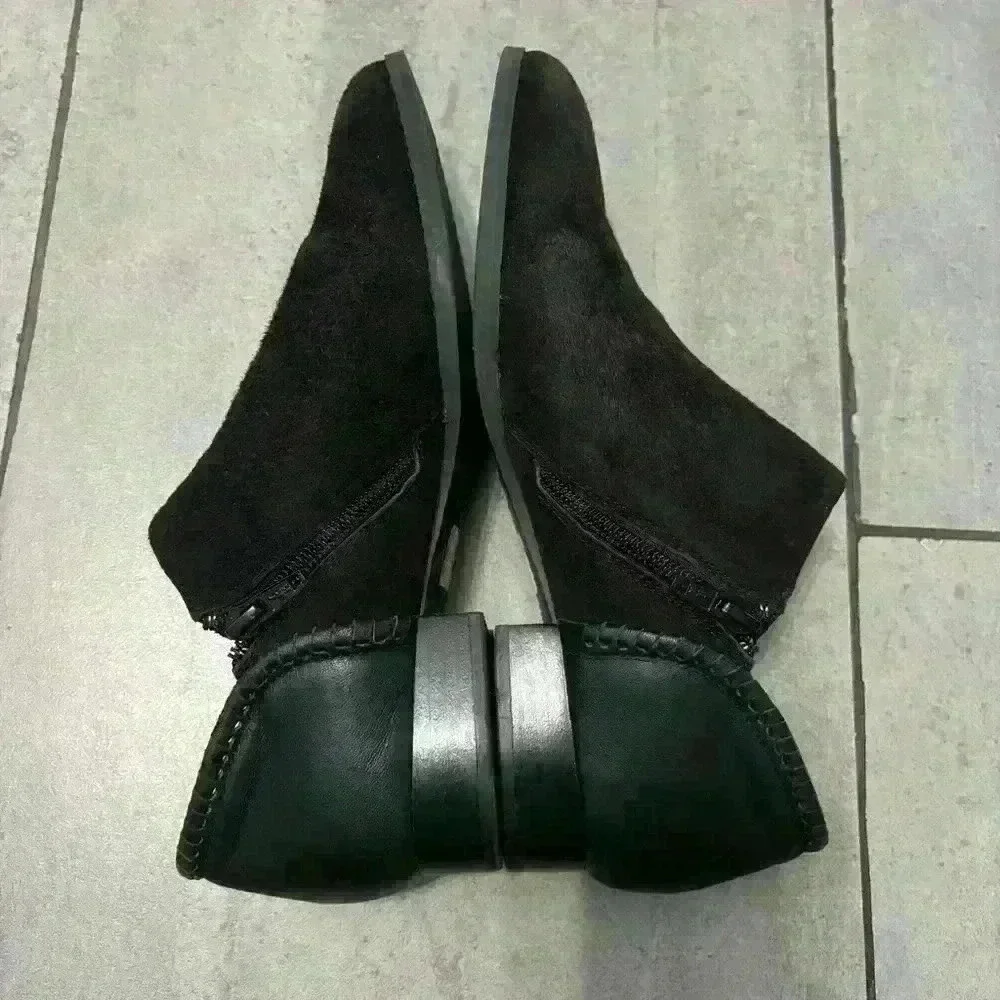 Jack Rogers Avery Black Leather Suede Whipstich Low Ankle Booties Size 8